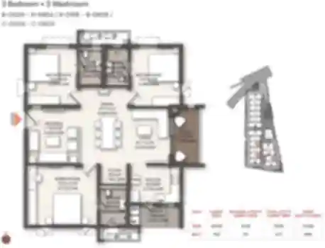 Brigade Enclave 3 BHK 1868 square feet Apartment floor plan by Brigade Group located at Moti Nagar, Hyderabad Telangana