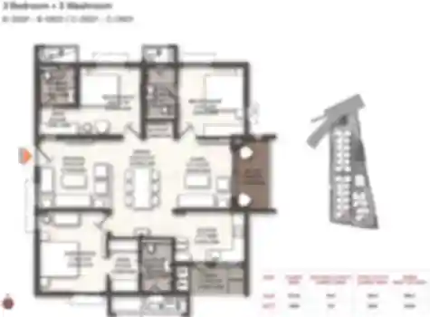 Brigade Enclave 3 BHK 2025 square feet Apartment floor plan by Brigade Group located at Moti Nagar, Hyderabad Telangana