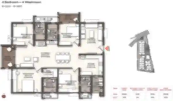 Brigade Enclave 4 BHK 2530 square feet Apartment floor plan by Brigade Group located at Moti Nagar, Hyderabad Telangana