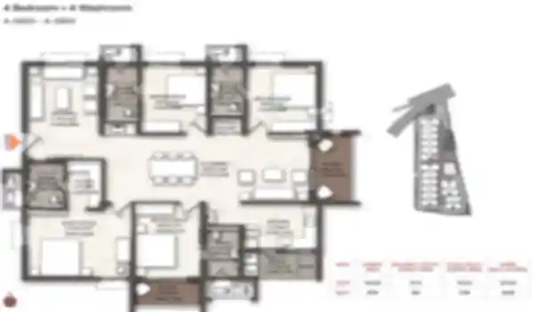 Brigade Enclave 4 BHK 2635 square feet Apartment floor plan by Brigade Group located at Moti Nagar, Hyderabad Telangana